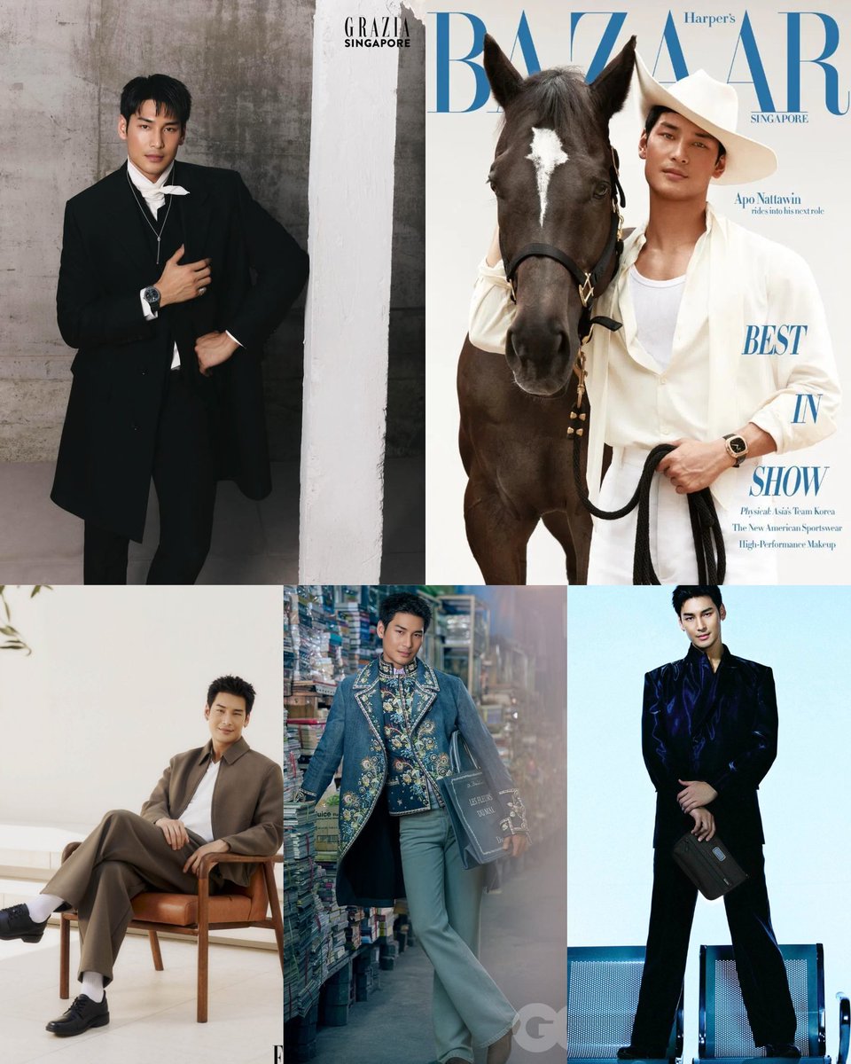 5 months. 5 covers. 2 countries.  
From January to May, Apo Nattawin stayed booked as a magazine cover star. all while juggling acting, brand events, and more.

These are my favorite looks from each cover, based on outfit, pose, and styling ✨

#ApoNattawin <a href="/Nnattawin1/">Nnattawin</a>