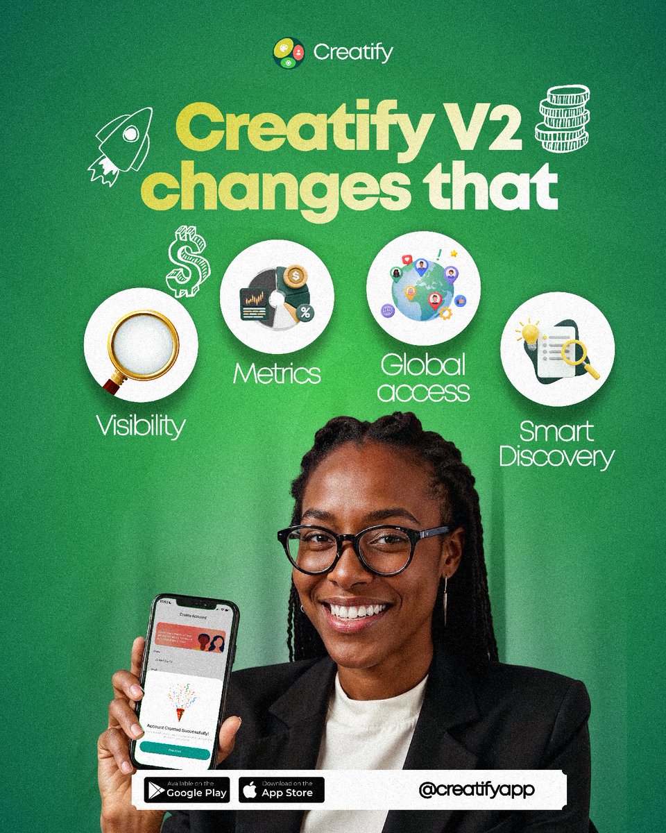 creatifyltd's tweet photo. Your location should never limit your dreams.

Too many creators are underpaid, overlooked, and stuck waiting for luck.

Creatify V2 was built to give creators visibility and access to opportunities beyond social media.

V2 drops soon. 🚀 https://t.co/kRhoO7FAgD