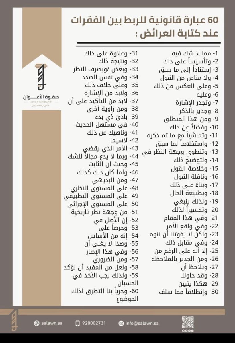 law__66's tweet photo. عبارة قانونية للربط بين الفقرات عند كتابة العرائض 👇🛑 https://t.co/13m2ZcIbOG