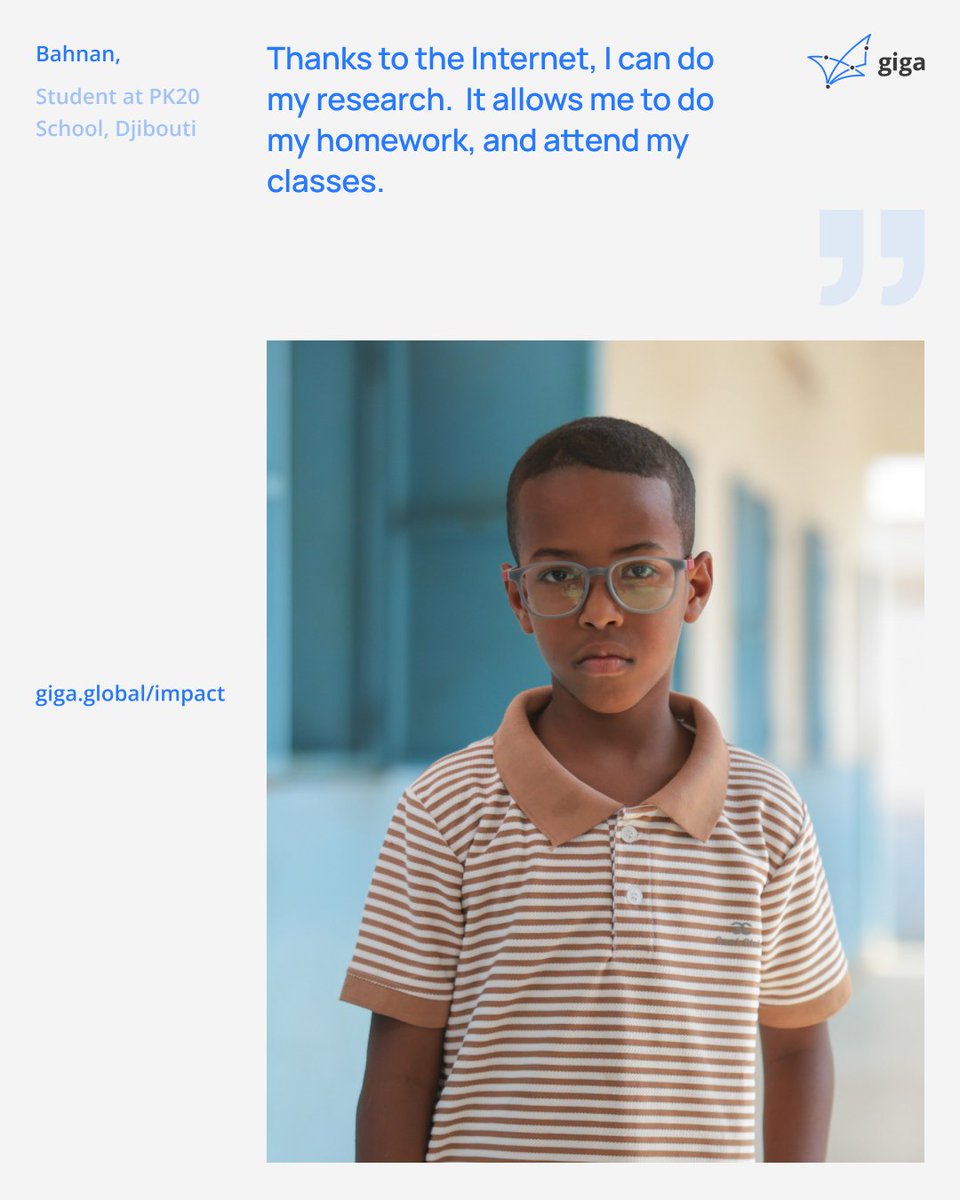 Gigaglobal's tweet photo. The positive impact of school connectivity is a reality in Djibouti.

Learn how @Gigaglobal is supporting the government in improving access to connectivity for students like Bahnan at: https://t.co/1gVP23FAr4

@UNICEFDjibouti https://t.co/upUvKeN2uk