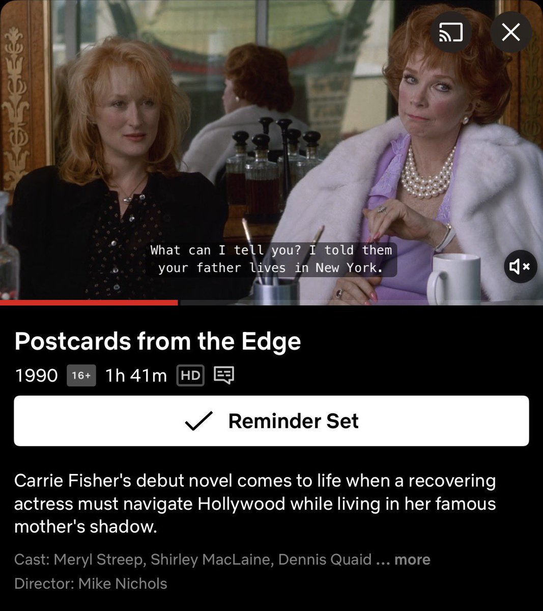 i’m here to deliver the news 

Postcards from the Edge is coming to <a href="/Netflix_PH/">Netflix Philippines</a>!!!!