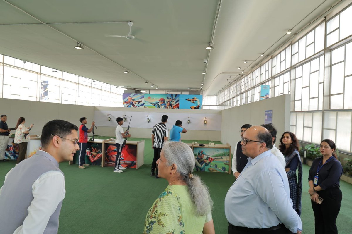 nsitharamanoffc's tweet photo. Glimpses from Smt @nsitharaman's visit to the sports &amp; recreation arena beneath the Ring Road flyover in Silvassa. https://t.co/jtZs5V9tL3