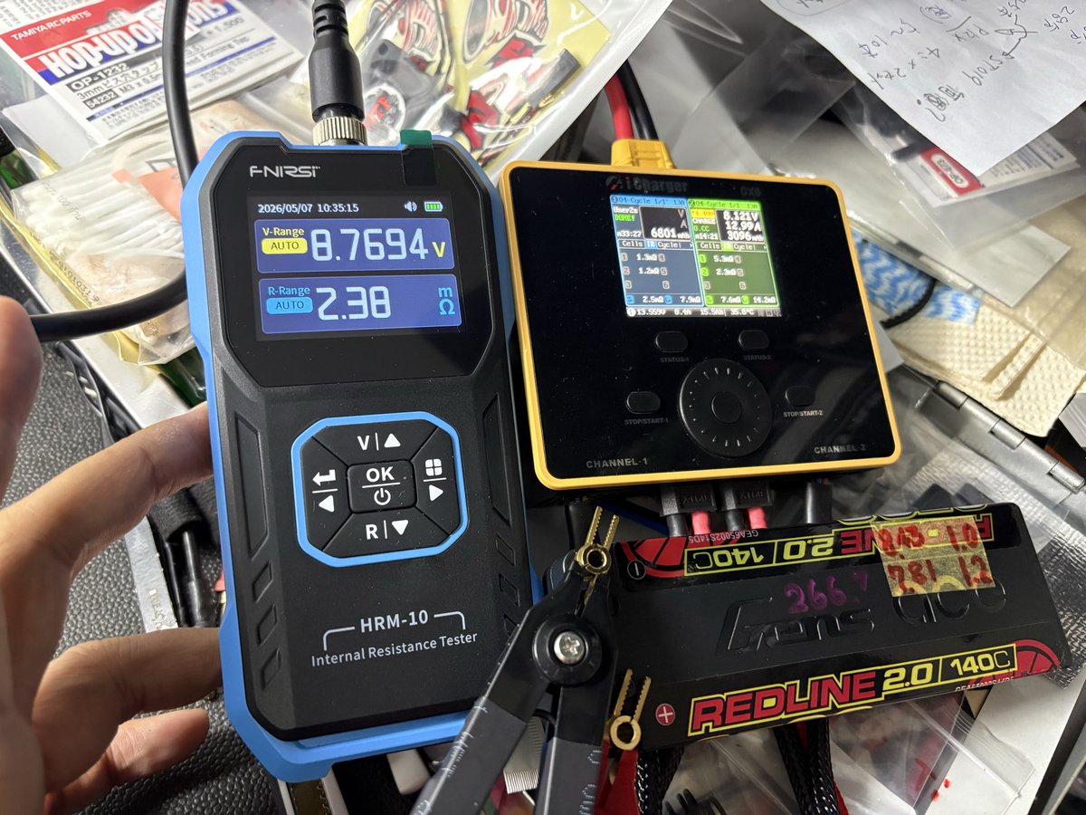 mrwataru1's tweet photo. バッテリー抵抗値測定
そもそもどっちが正しいとかわからへんし
ただiChargerはハーネス分の抵抗値が上乗せされるので、FNIRSIの測定値の方が気持ち少なくなるのは理解する
で?
測定してもバッテリーが若返るわけじゃないし
結論iChargerの測定抵抗値で充分信用できる
#iCharger
#FNIRSI
#無駄遣い https://t.co/7jKjAkK52m