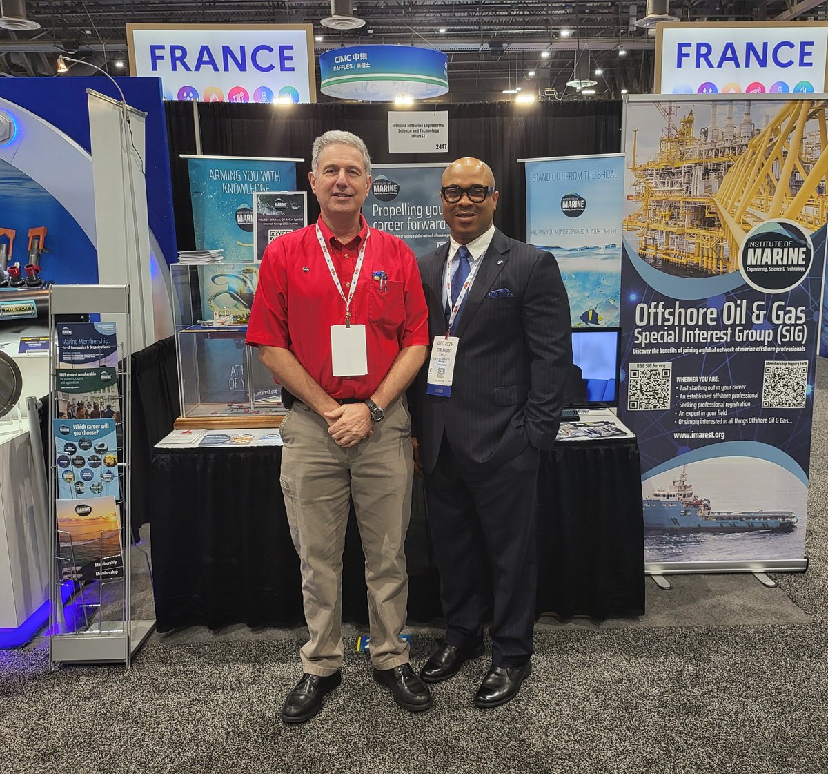 IMarEST's tweet photo. This week, Dr. Nimi Abili, Chairman of the IMarEST Houston (US Gulf Coast) Branch, has been on site at @OTCevents 2026 in Houston, Texas, representing the IMarEST at booth #2247.

#IMarEST #OTC2026 https://t.co/0M8d9jpldt
