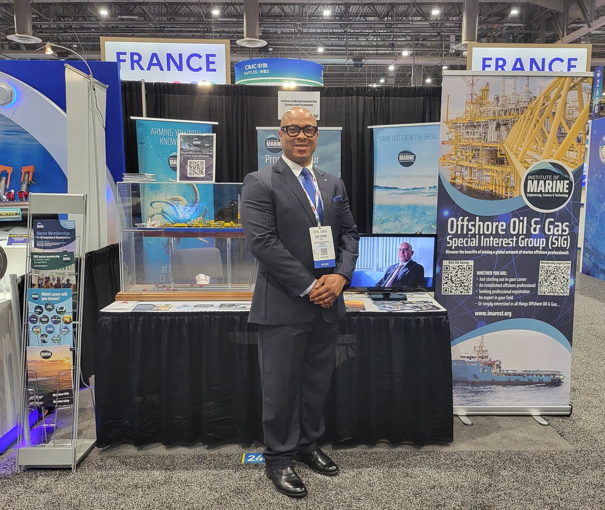IMarEST's tweet photo. This week, Dr. Nimi Abili, Chairman of the IMarEST Houston (US Gulf Coast) Branch, has been on site at @OTCevents 2026 in Houston, Texas, representing the IMarEST at booth #2247.

#IMarEST #OTC2026 https://t.co/0M8d9jpldt