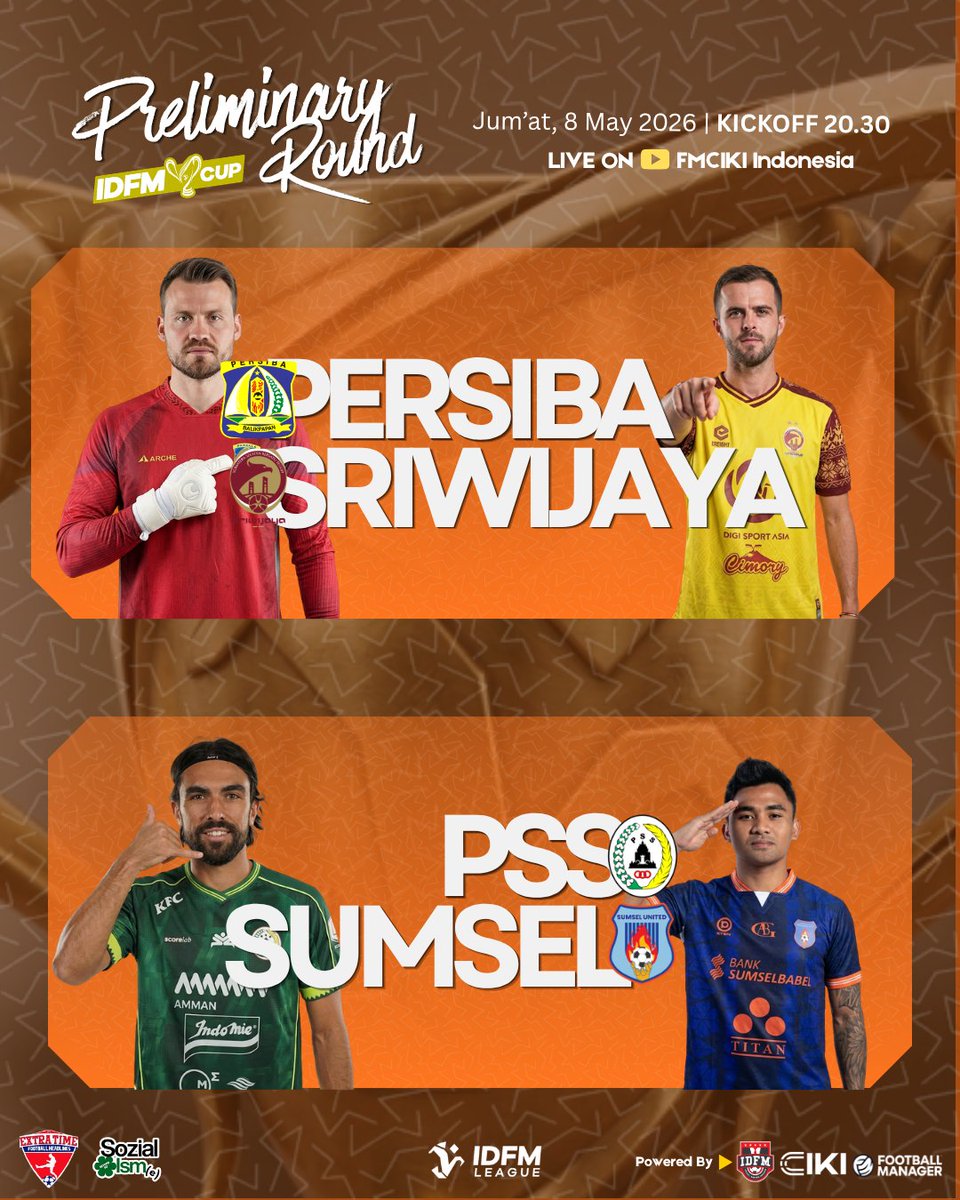 IDFMLeague's tweet photo. [LIVE IDFM CUP]
Pekan ini waktunya IDFM Cup dimulai ⚽️

Siaran langsung di hari Jumat menghadirkan Persiba Balikpapan menghadapi Sriwijaya FC. Kemudian di match selanjutnya PSS Sleman melawan Sumsel United!

@fmciki 
@id_fm 
#IDFMLeague
#LiganyaJuaraDunia
#MadeForTheChampions https://t.co/bOZPd1D8vv