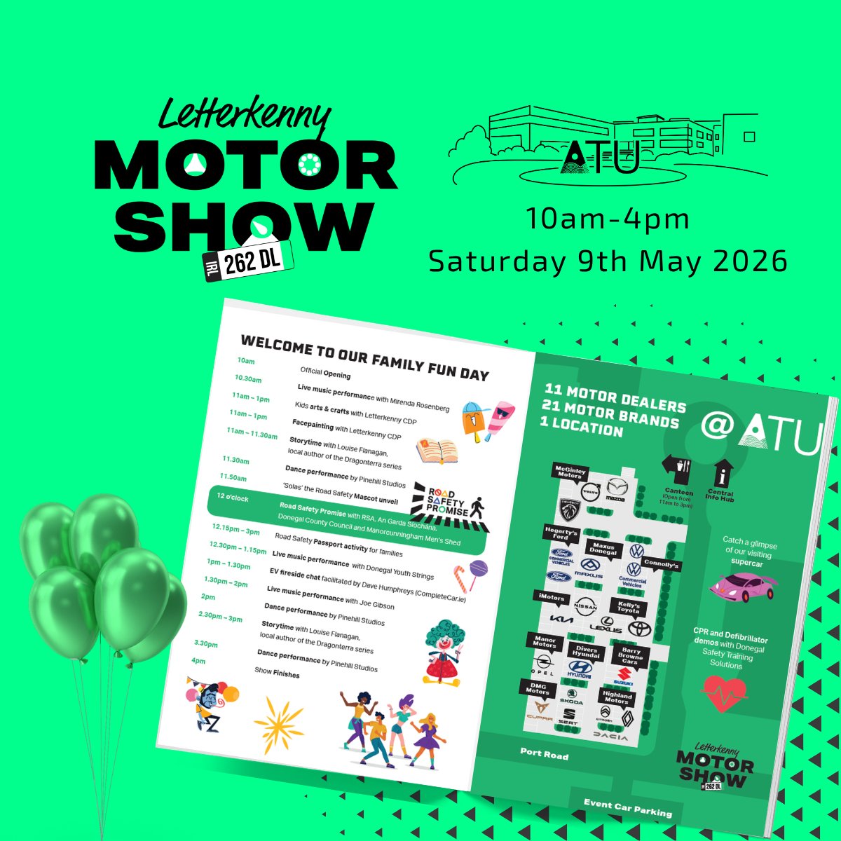 LkMotorShow's tweet photo. This year’s Letterkenny Motor Show is packed with entertainment for the whole family:
🎶 Live music
🎨 Arts &amp; crafts
📚 Storytime
💃 Dance performances
🚸 Road safety activities
🎭 Mascot unveiling

Take a look at the full programme and don’t miss a thing!

#FamilyEvent https://t.co/6eUZY3SVxH