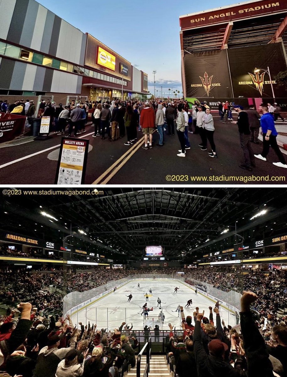 StadiumVagabond's tweet photo. ποΈ Mullett Arena, Tempe, AZ
πΈ 2023
π± Home of the Arizona State Sun Devils
πΊ Home of the Arizona Coyotes from 2022β2024 before moving to Salt Lake City to become the Utah Mammoth
ποΈ Opened: 2022
πͺ Capacity: 5,000
#UtahMammoth #MullettArena #ArizonaCoyotes #ASUSunDevils https://t.co/oUUjhWIYD5