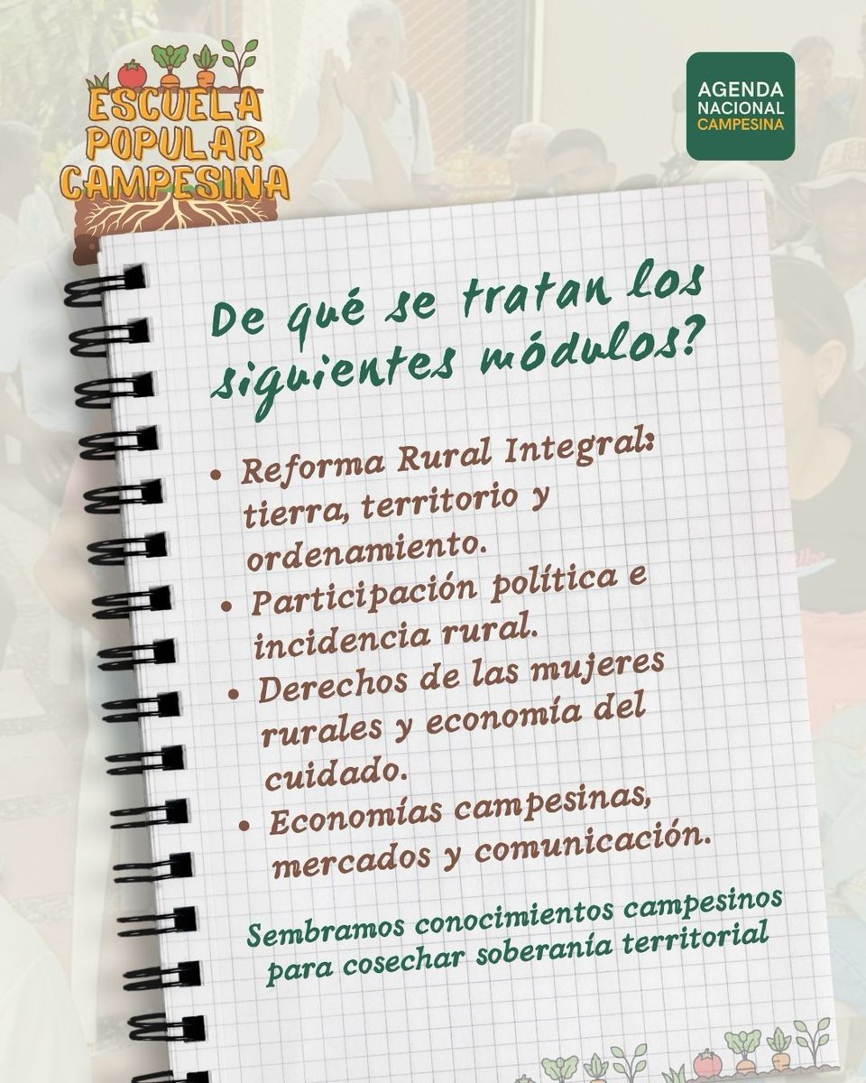 agendanacionalc's tweet photo. Este fin de semana iniciamos la Escuela Nacional Campesina de la @agendanacionalc con participación de 60 jóvenes, líderes y lideresas del caribe Colombiano. La formación política es parte de la Reforma Agraria.
@petrogustavo
@MinIgualdad_Col
@MinAgricultura 
@AgenciaTierras https://t.co/ZZOGZhaPuR