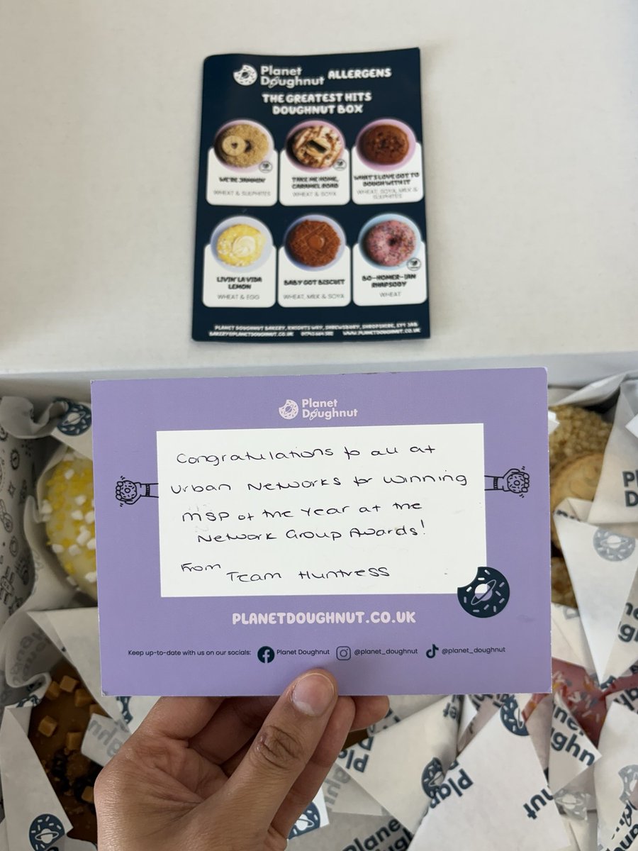 UrbanNetworkUK's tweet photo. Winning MSP of the Year at this year's Network Group Awards and getting donuts? 🍩

We’re feeling the love...thank you Huntress! 🙌

#MSPAwards #ManagedIT #Cybersecurity #UrbanNetwork #TeamHuntress #ITSupport #TechCommunity https://t.co/4pdpppdoHf