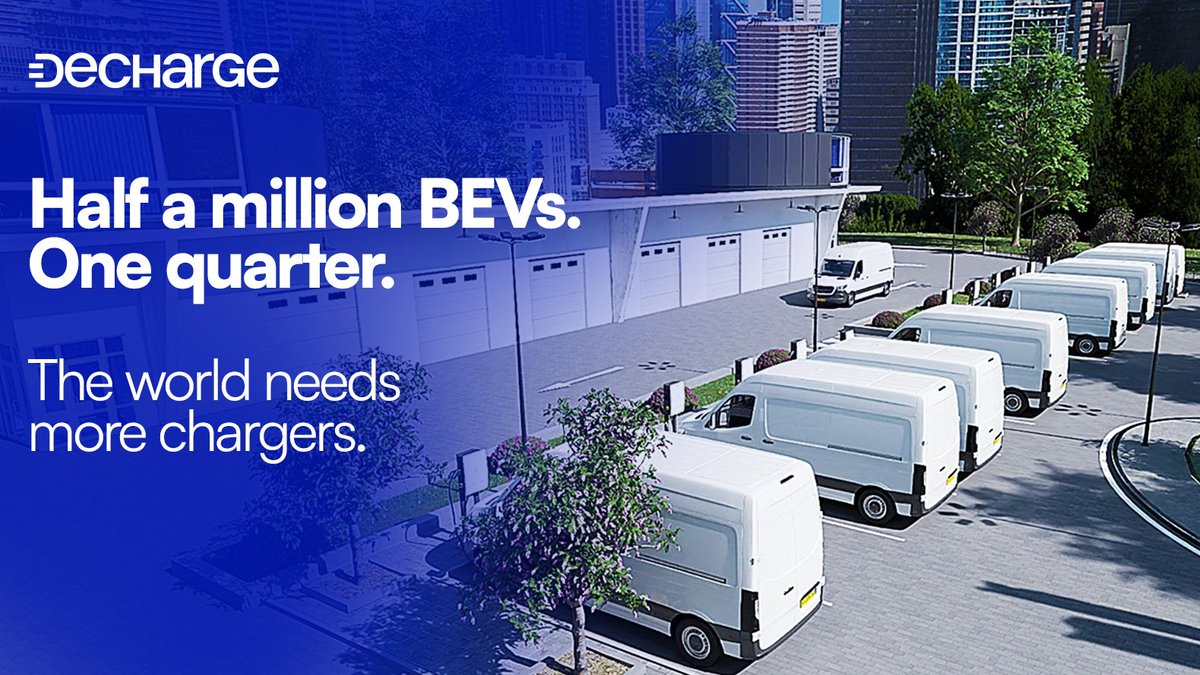 DeCharge's tweet photo. Europe's EV market just broke records in Q1 2026.

36% growth. 19% market share. France, Germany, Italy, Spain all surging.

Half a million BEVs sold in just 3 months.

But more EVs means one thing the world desperately needs more chargers.

That's the exact problem DeCharge exists to solve.

Community-owned charging infrastructure, built for this moment.