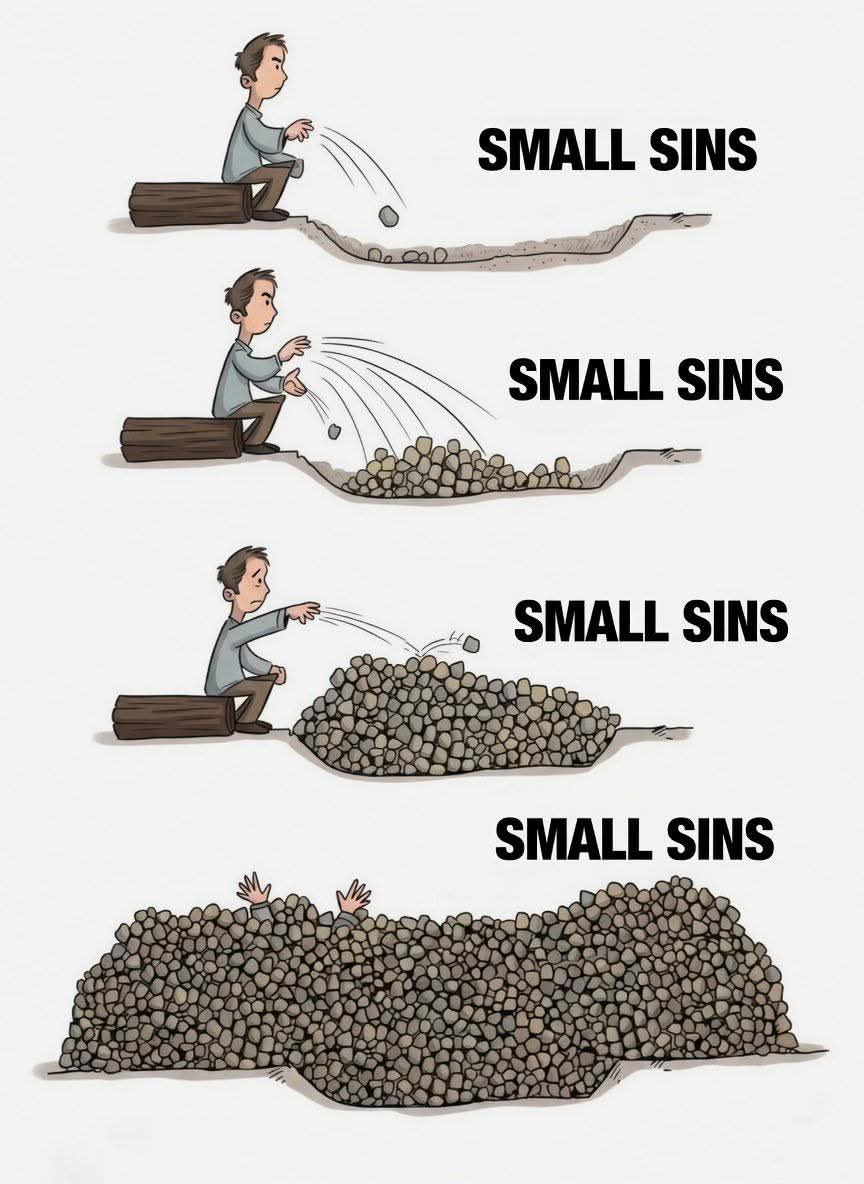 “Beware of the minor sins that are taken lightly, for they will gather upon a man until they destroy him.”
📖  Abdullah ibn Mas’ud (RA)
Fayd al-Qadir (3/128)