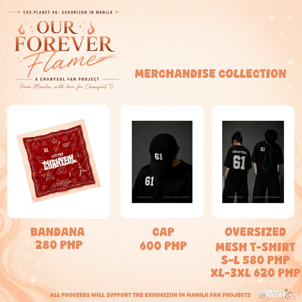 ❤️‍🔥 OUR FOREVER FLAME MERCHANDISE COLLECTION ❤️‍🔥

Yeolmaes &amp; EXO-Ls, are you ready to wear your love for Chanyeol? ✨

To celebrate EXO PLANET #6: EXhOrizon in Manila this July 4–5, 2026, we proudly present our *Our Forever Flame* merchandise collection — made by fans, for fans,