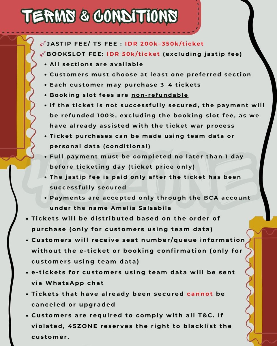 45zonee's tweet photo. 🎸OPEN JASWAR || JAEHYUN FAN-CON [MONO] in Jakarta

📋Bookslot: 50k/ticket
📌FEE Jaswar: 200k-350k/ticket 
📌DM/WA for bookslot

☆SHOW
date : Sat, 20 June 2026
venue: Tennis Indoor Senayan 
 
#45zone #jaehyunfancon #jaswarmurah #ticketingservice #jaehyunmono https://t.co/ct8MHldZBH