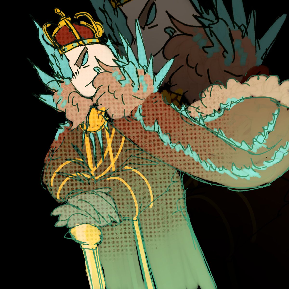 my favorite thing is when people draw cruel king with what it looks like his tongue sticking out because it sorta looks like that in his old render. its so freaking cute :'3 grown ass man.