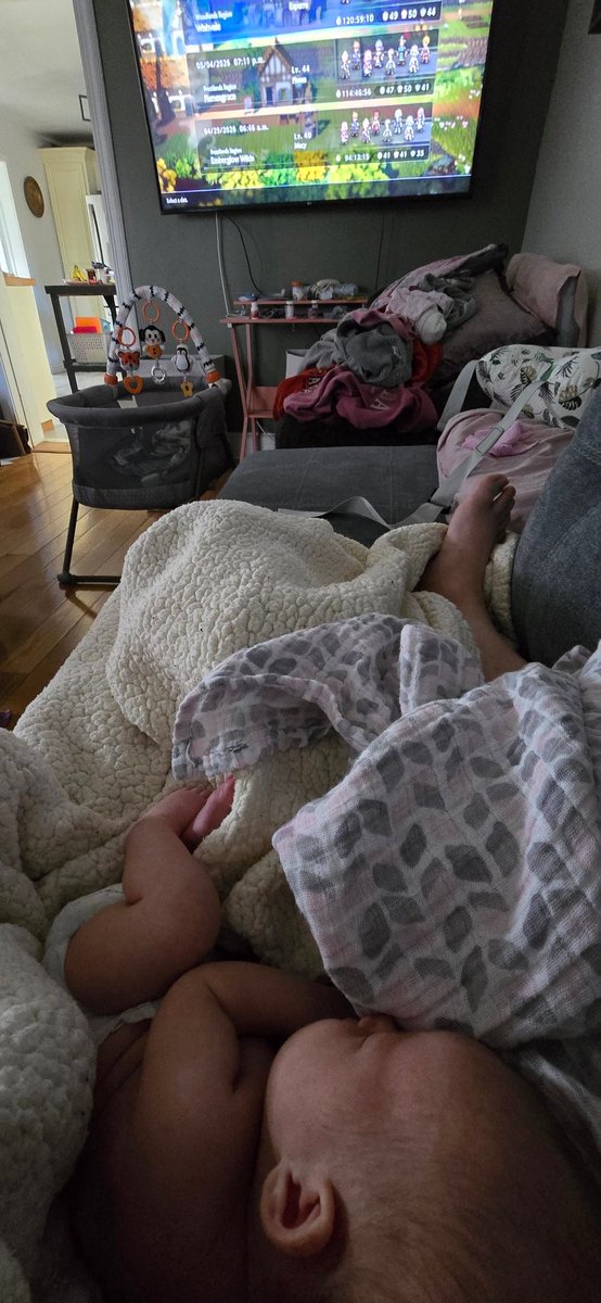 soderman's tweet photo. @MeghanEMurphy Have my daughter sleeping in my lap, playing Octopath Traveler, reading your ridiculous takes. https://t.co/h52khkEVVh