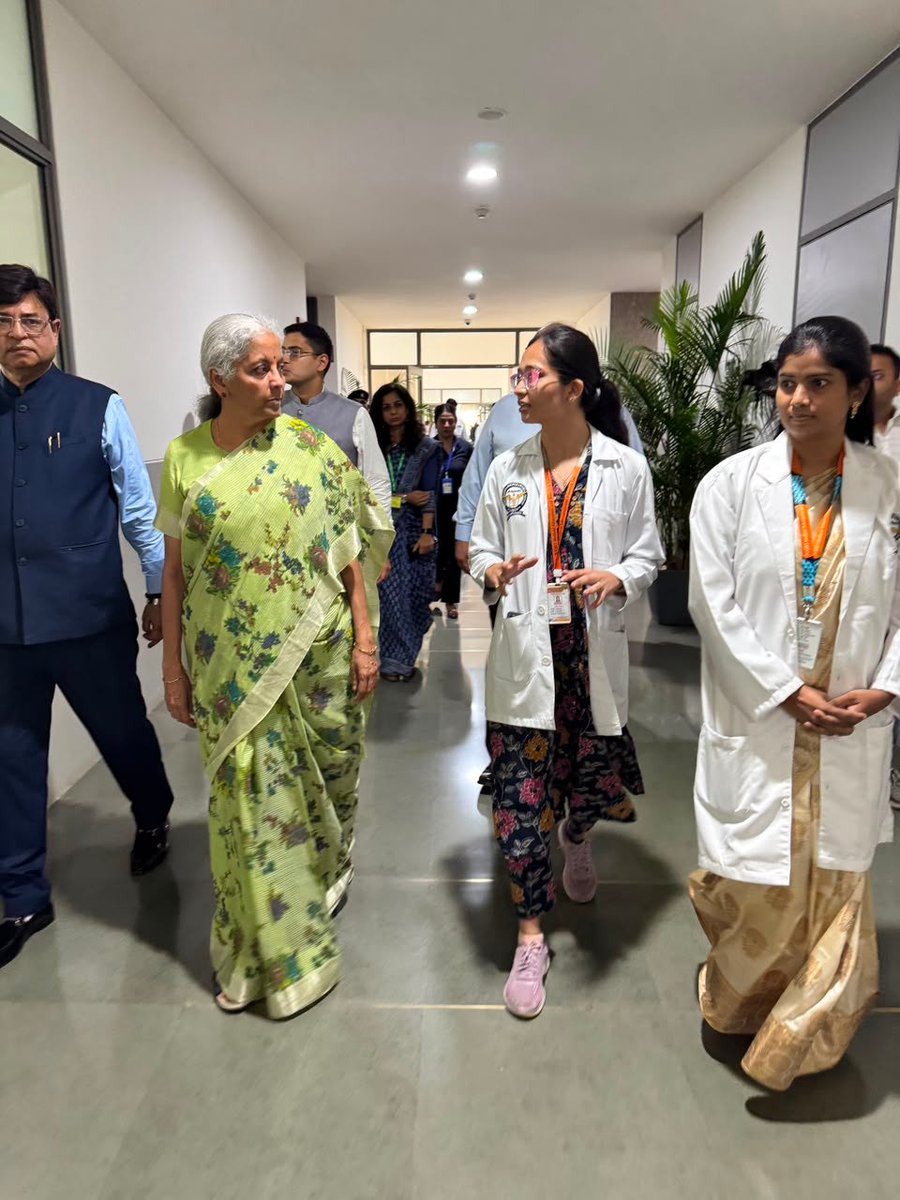 nsitharamanoffc's tweet photo. Smt @nsitharaman visited the NAMO Medical Education and Research Institute in Silvassa.

Established in 2019, with the support of the Central Government, the institution has rapidly emerged as a major medical education hub in the region. It has significantly expanded opportunities for students from the UT of Dadra & Nagar Haveli and Daman & Diu to pursue medical education closer to home.

Spread over nearly 25 acres, it currently has over 700 students enrolled.  The institution has technology driven lecture theatres and magnificent auditorium. Each department has latest equipment and other facilities to provide required medical education.