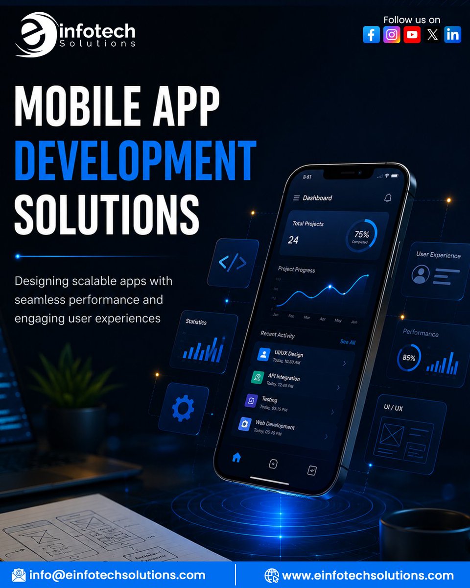 einfotechsol's tweet photo. In 2026, mobile isn't the future — it's the present. Businesses without a powerful, intuitive app are already falling behind. At Einfotech Solutions, we bridge that gap with Mobile App Development Solutions designed for scalability, performance, and user delight.

#MobileApp https://t.co/ctxkXKkDPC