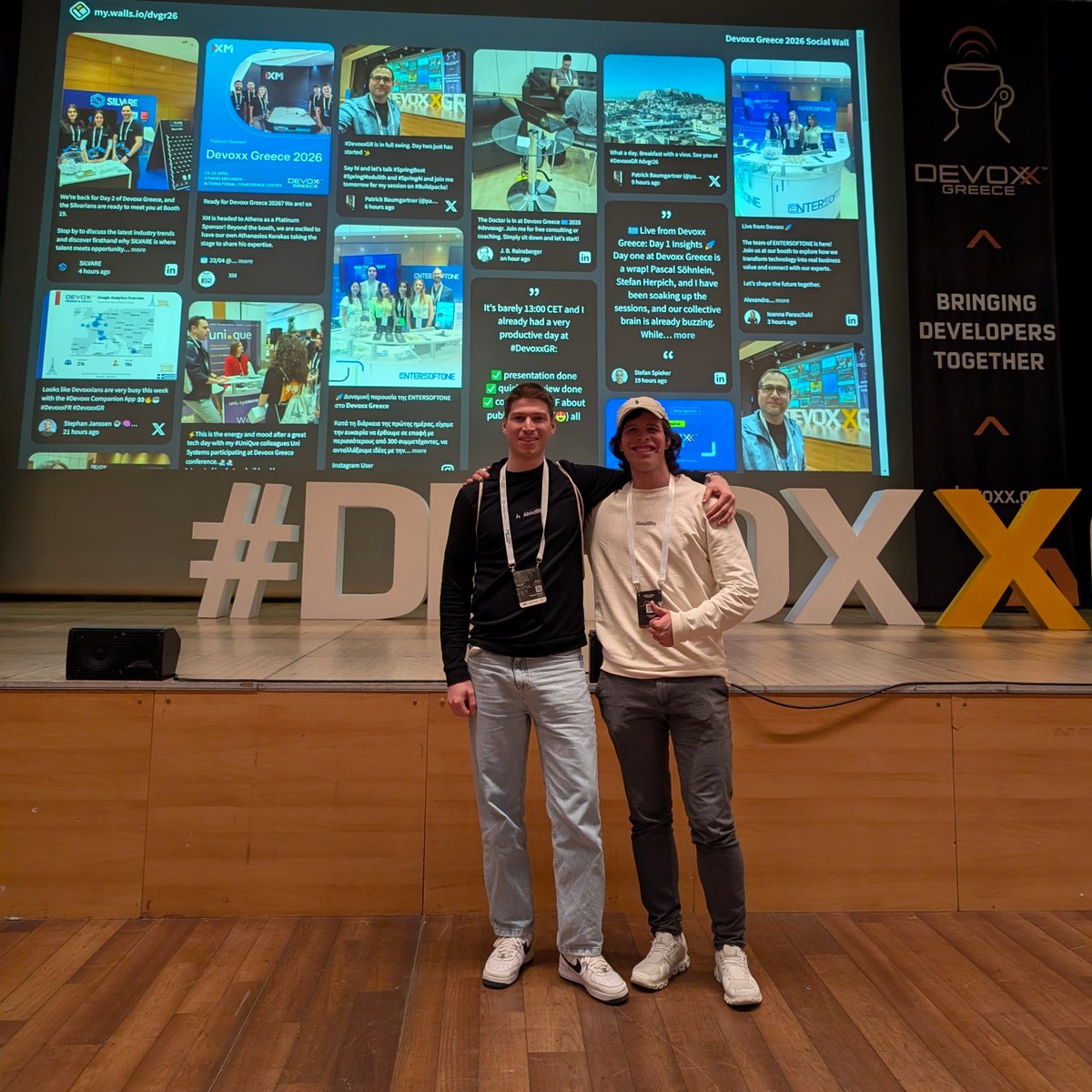 about_bits's tweet photo. 💡 Devoxx Greece 2026
Two weeks ago, Thomas Sapelza &amp; Peter Schweigkofler joined #DevoxxGR in Athens 🇬🇷

Highlights:
🤝 Meeting Quarkus core devs in person
🤖 Real-world AI talks &amp; infrastructure challenges
⚡ A reminder that simple solutions often win
🌅 Greek food &amp; sunsets https://t.co/RZPRsXEDtH