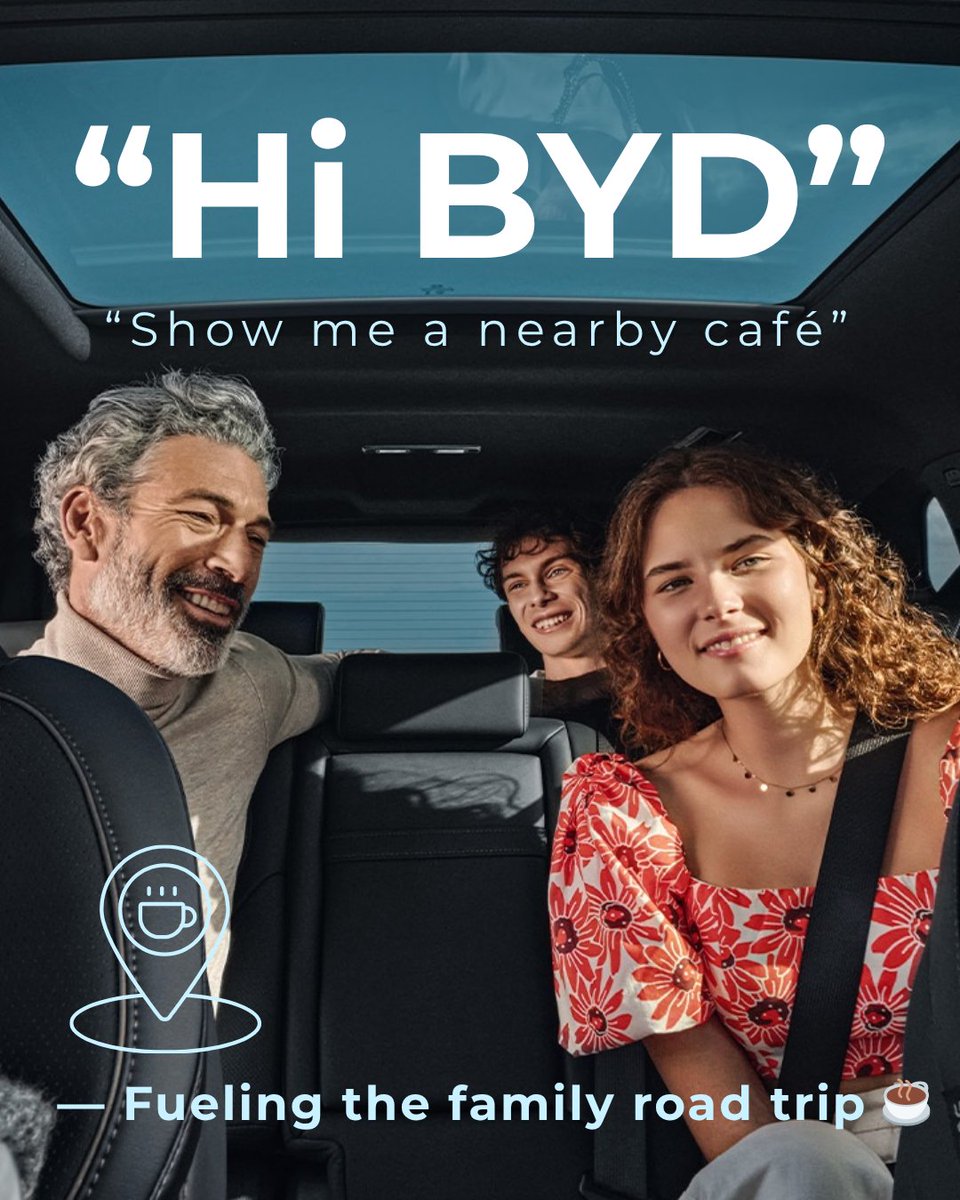 bydeuservice's tweet photo. Say “Hi BYD” and Let Your Car Help✨
From comfort to convenience, your BYD responds to simple voice commands so you can stay focused on the road.👀
#BYDService #BYD #BuildYourDreams #ElectricMobility #HiBYD #VoiceControl #EVMobility #SmartDriving #EVLife https://t.co/KeXIf3sQOG