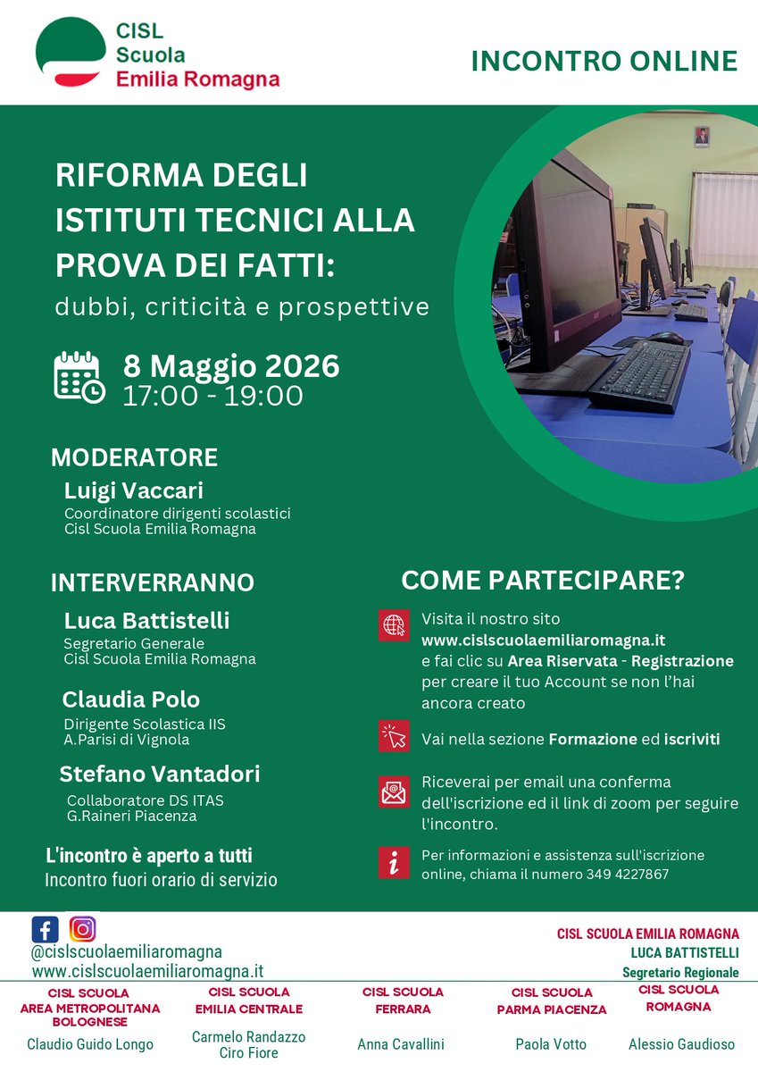 Cisl_ER's tweet photo. #scuola Riforma istituti tecnici, Battistelli (Cisl Scuola ER): 🗣️“No a sterili contrapposizioni, sono arrivati dal confronto i primi risultati concreti”👉https://t.co/R7D3gN8IvI

📌La categoria della Cisl ha organizzato per domani #8maggio  un incontro di approfondimento online aperto a tutto il personale scolastico⬇️⬇️⬇️