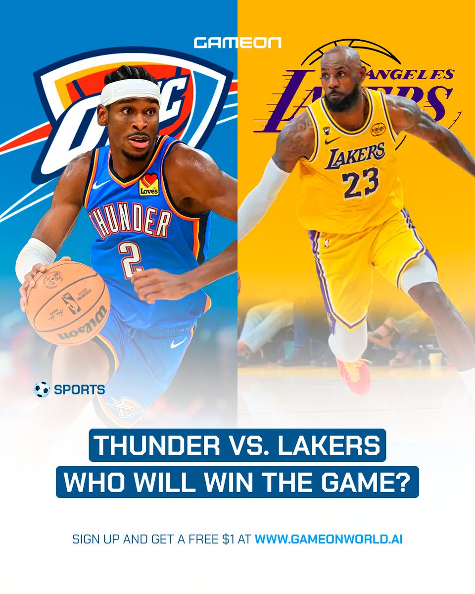Gameonworldai's tweet photo. Big night of hoops! ๐๐ฅ
Will the Thunder strike or the Lakers hold court? Can the 76ers silence the Garden against the Knicks?
Make your picks, prove your game IQ, and win big! ๐
Predict now at โก๏ธ https://t.co/L01uksyDoq
#NBA #ThunderUp #LakeShow #BrotherlyLove #KnicksWay #GameOn @Lakers @nyknicks