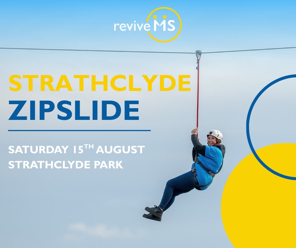 revivems's tweet photo. Take on the Strathclyde Zipslide Challenge 🎉
Soar 1,000ft across Strathclyde Park and raise vital funds to support people affected by MS.

📅 Sat 15th Aug 2026
🎯 £20 reg | £200 sponsorship

Spots are limited, join Team Revive today💙  https://t.co/G8oPAh6Pfc https://t.co/fHAScmHcIr