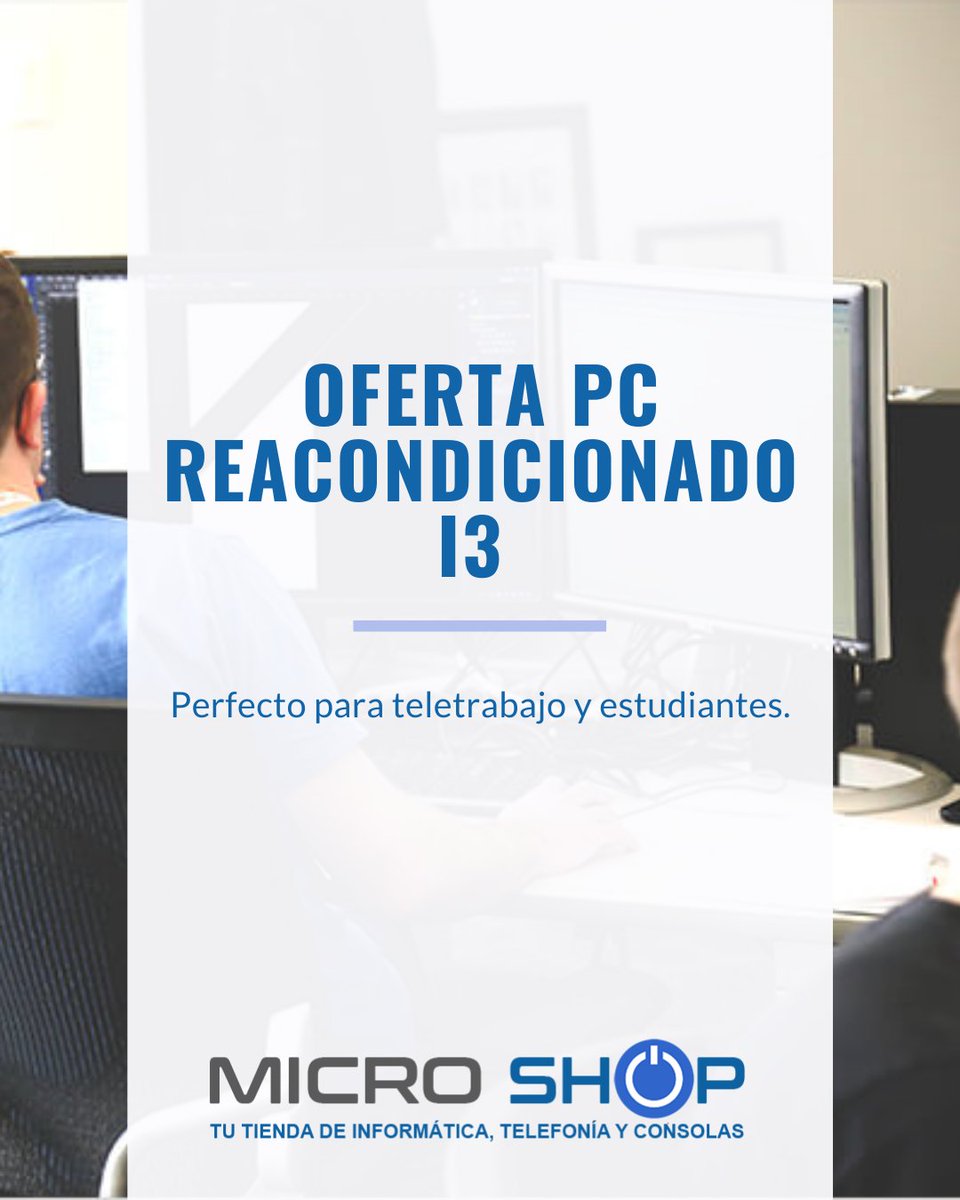 MicroshopFuenla's tweet photo. Nuestro pc reacondicionado i3 es perfecto para teletrabajo y estudiantes.

Características:

✅  i3
✅ 4GB RAM
✅ 500GB DISCO DURO
✅ WINDOWS 10 PRO
✅ 2 años de garantía

¡POR SOLO 180€!

Acompáñalo con una pantalla de 22 pulgadas, teclado y ratón, por sólo 89€ más. https://t.co/iUZ4ohBMgc