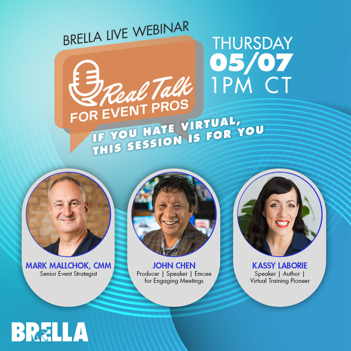 BrellaProd's tweet photo. 📢𝙅𝙤𝙞𝙣 𝙐𝙨 𝙇𝙞𝙫𝙚 @ 1𝙥𝙢 (𝘾𝙏) 📢
We'll be talking tactics w/ virtual-event experts John Chen &amp; Kassy LaBorie. This session will focus on what corporate leaders &amp; event planners need to know to make their virtual events worth the time &amp; budget.
🔗 https://t.co/gpAAkfxQXR https://t.co/EGKjS1oxfr