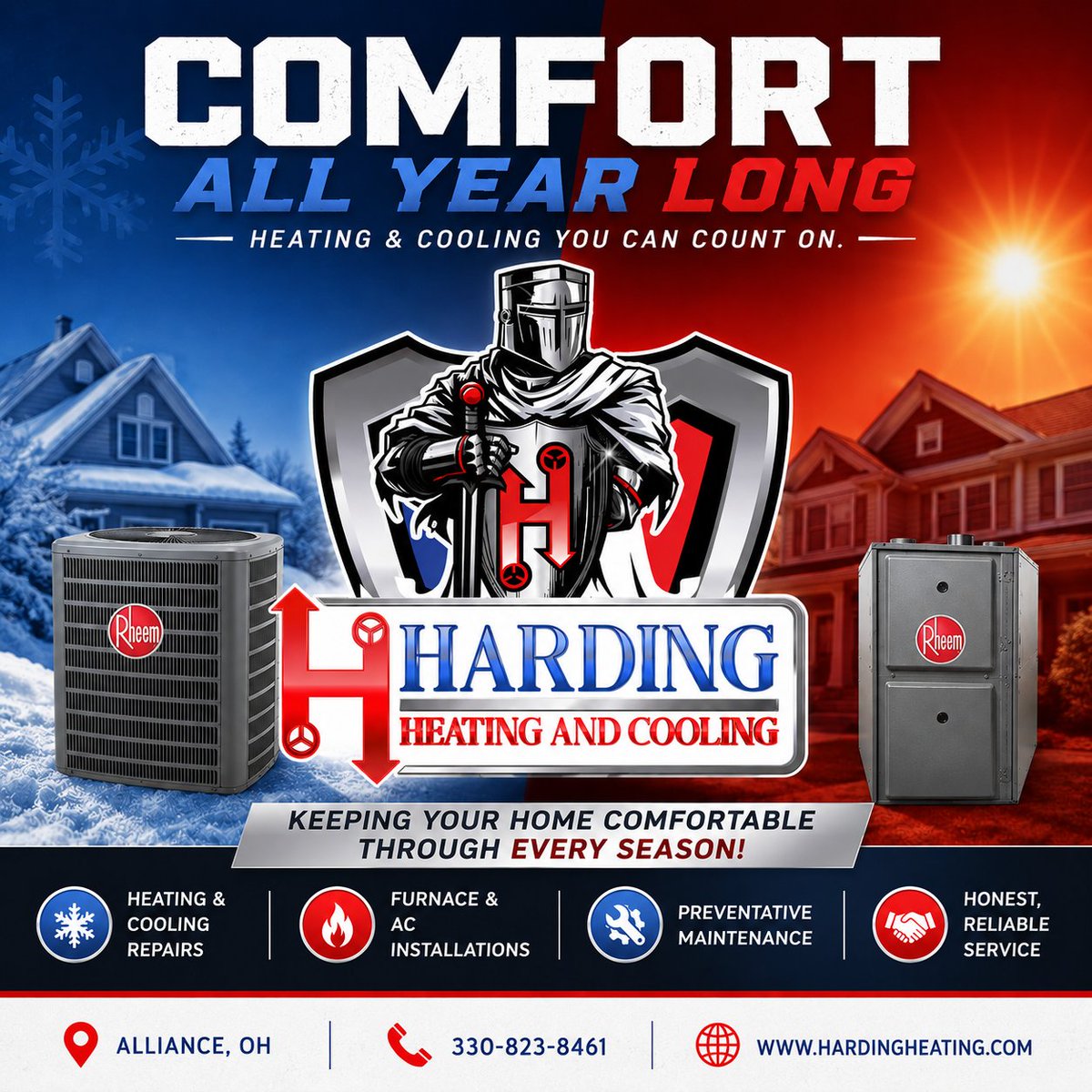 HardingHeating's tweet photo. 🌡️ Stay Comfortable All Year Long with Harding Heating &amp; Cooling! ❄️☀️ https://t.co/LeyYdDPS4A