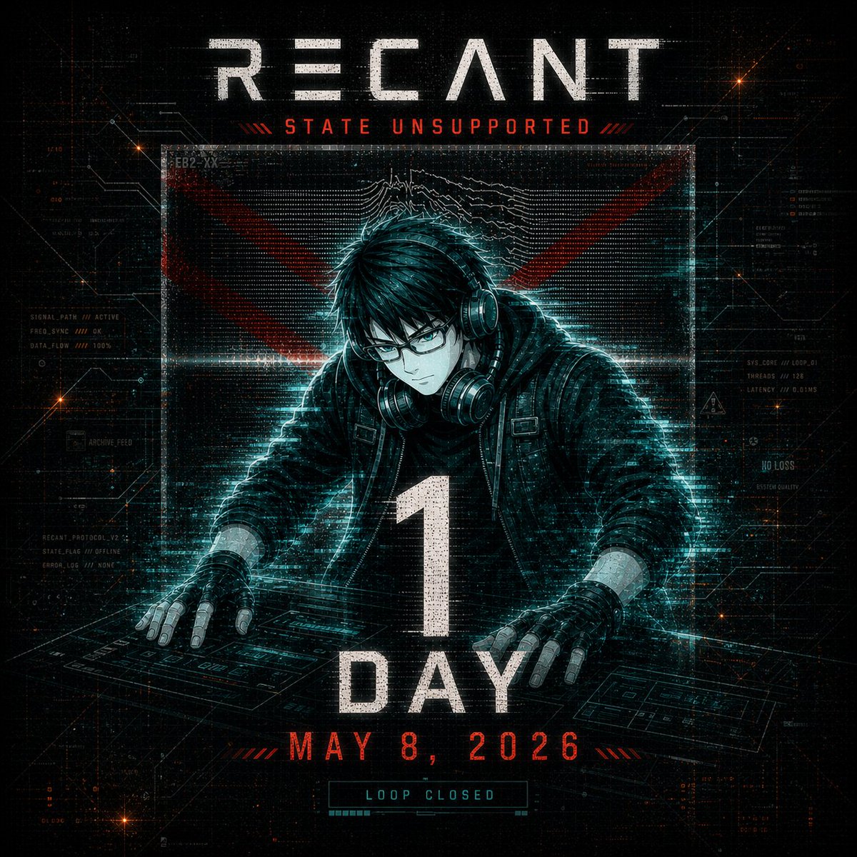 recantmusic's tweet photo. 1 DAY.
Loop // loop condition stable
RΞCΛNT // STATE UNSUPPORTED
MAY 8, 2026
Tomorrow has already started repeating.
Comment:
LOOP CONDITION STABLE
#RECANT #StateUnsupported https://t.co/Jr5XI0xhcM