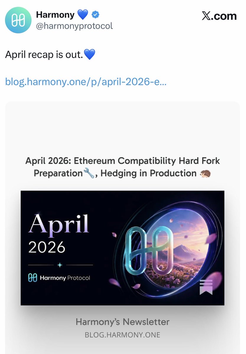 kratos_harmony's tweet photo. .@harmonyprotocol 1 second finality launch would make Harmony $ONE  of the fastest L1s for real finality (not just block production), ideal for DeFi, gaming, AI agents, and high-frequency apps.

🏆 WHY: This (and the Broader Roadmap) Is Bullish for $ONE 🚀 

🧠 Grok: Here’s the core investment thesis:

1️⃣ Superior Tech + EVM Compatibility Full Ethereum tooling compatibility + dramatically faster/cheaper execution (fraction-of-a-penny fees + near-instant finality) positions Harmony as a strong L1 alternative or complement to Ethereum L2s. The hard fork preps (aligning encodings, opcodes, etc.) will smooth this further.

2️⃣ DeFi & Hedging Innovations Moving hedging (risk management for liquidity positions, volatility, etc.) into production shows real product focus — not just hype. Combined with AI agents, autonomous strategies, and liquidity tools, this targets practical DeFi use cases that could drive TVL and gas demand for ONE.

3️⃣ Scalability via Sharding + Upgrades State sharding + resharding + ZKP integration + Stream Sync (faster node syncing) aim for massive throughput while keeping decentralization. This has been Harmony’s vision since day one.

4️⃣ Catalyst-Driven Momentum Hard forks and speed upgrades historically spark interest and volume. With 2026 focus on AI/DeFi agents, cross-chain (Bitcoin/Eth/etc.), and DAOs, successful execution could attract builders and users back.
