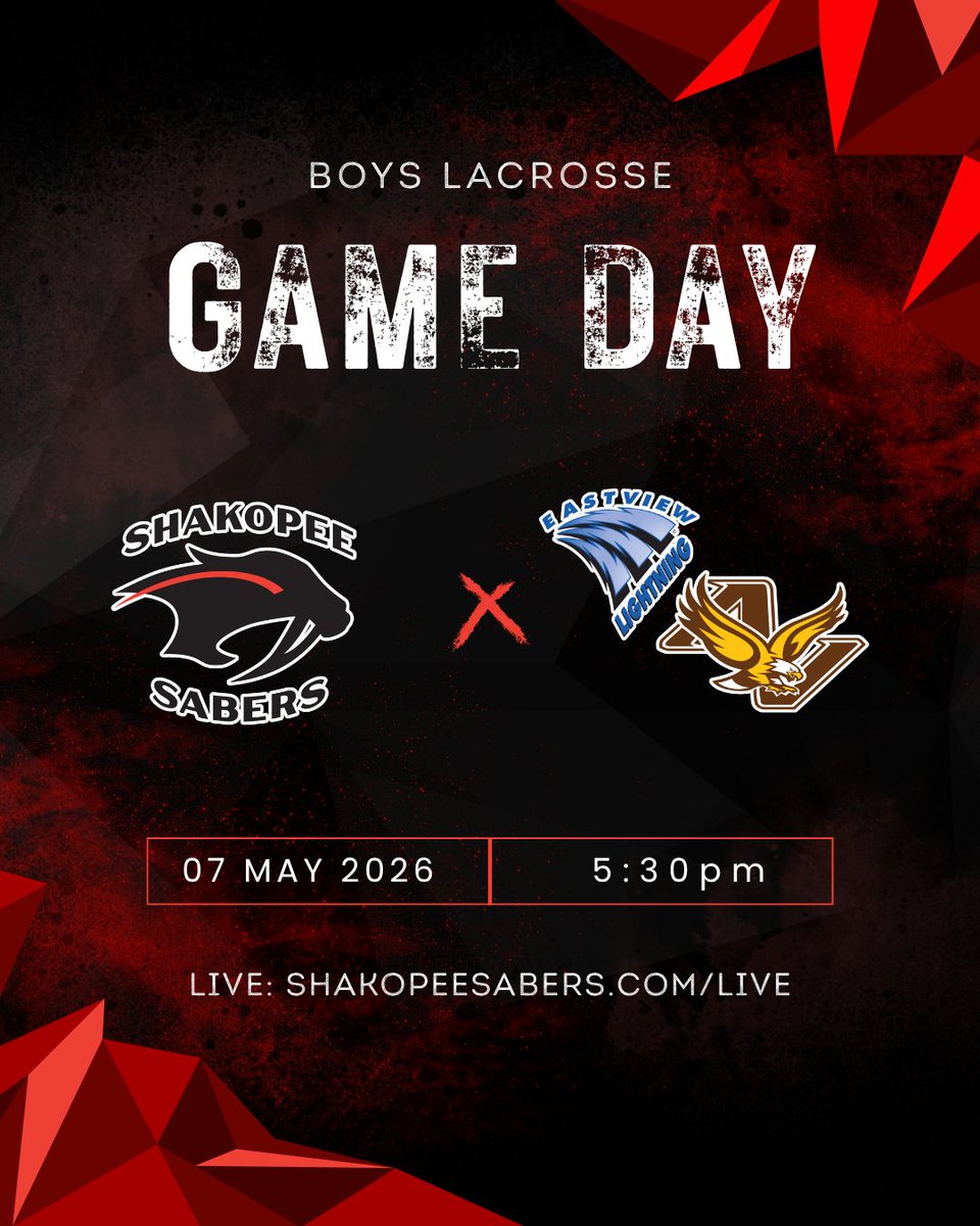 SabersLive's tweet photo. Faceoff at 5:30 PM 🥍 @ShakopeeBlax vs Eastview/Apple Valley. Catch it live: https://t.co/NV3DBhxldZ

#ShakopeeSabers #MNHighSchool #BoysLacrosse https://t.co/lzVRpxnkTw