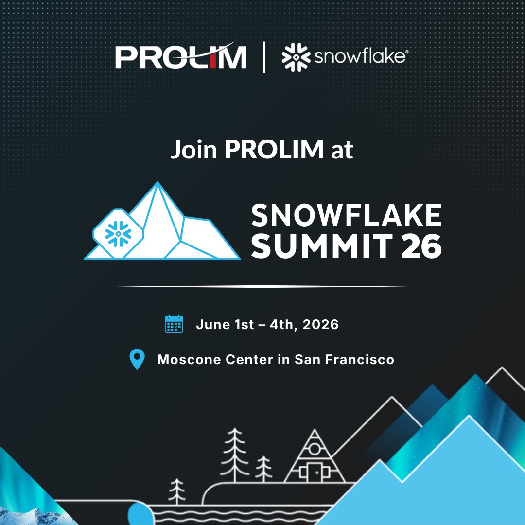 prolimglobal's tweet photo. PROLIM is excited to be part of 𝐒𝐧𝐨𝐰𝐟𝐥𝐚𝐤𝐞 𝐒𝐮𝐦𝐦𝐢𝐭 𝟐𝟎𝟐𝟔!

With PROLIM’s Snowflake-built advanced solutions, we help clients to simplify complexity, accelerate outcomes, and scale.

Let’s connect!

#AgenticAI #SnowflakeSummit2026 #PROLIM #DataCloud https://t.co/AKjMX33qWS
