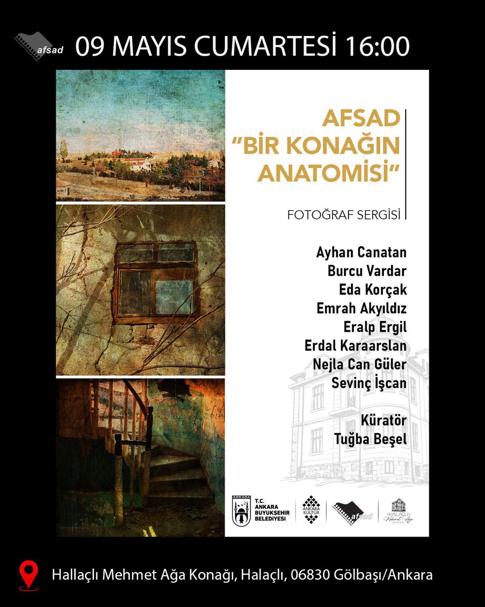 AFSAD_org_tr's tweet photo. 9 Mayıs Cumartesi günü saat 16:00’da Hallaçlı Mehmet Ağa Konağı açılışında yer alacak sergimize bekliyoruz.

#afsad https://t.co/F7Wuw0K6uE