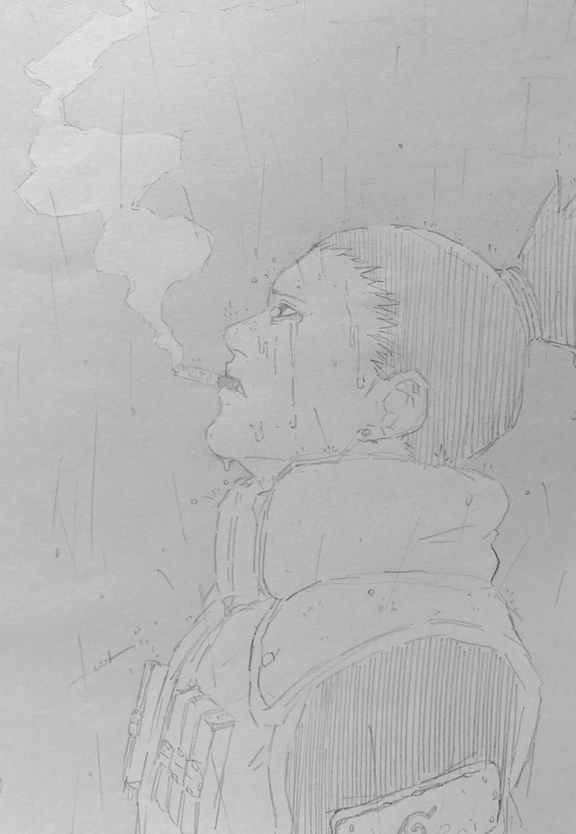 煙が目にしみやがる、、、
シカマル　#イラスト