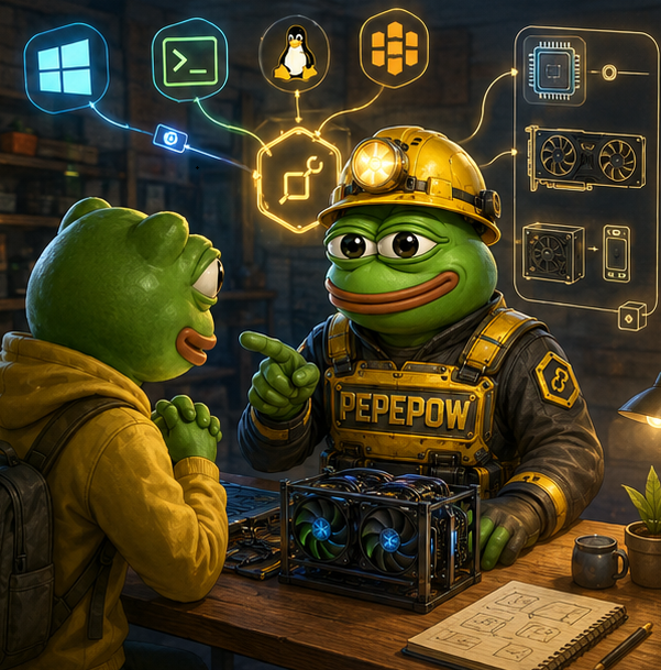 PEPEWCommunity's tweet photo. 💚 PEPEPOW grows through community contribution.

Thanks to Foztor and everyone testing miners, reporting bugs, optimizing efficiency, helping new users, and sharing feedback.

The Hoohash ecosystem is still evolving — and every useful report helps. https://t.co/mnVhlBzWXV