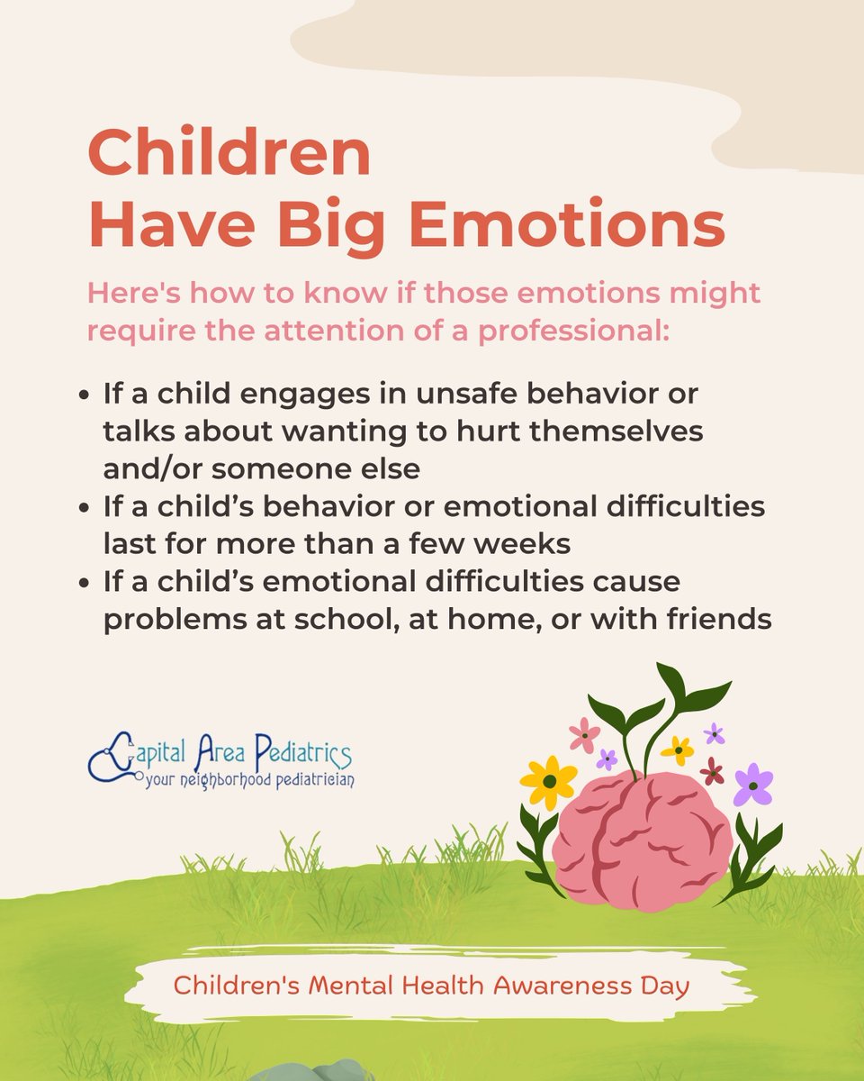 CAPMedicalCare's tweet photo. Children have big emotions ✨ This #ChildrensMentalHealthAwarenessDay know when it’s time to seek extra support. If your child is experiencing ongoing changes, schedule a visit today! https://t.co/ZgDILfeWvw https://t.co/74cO3iK590