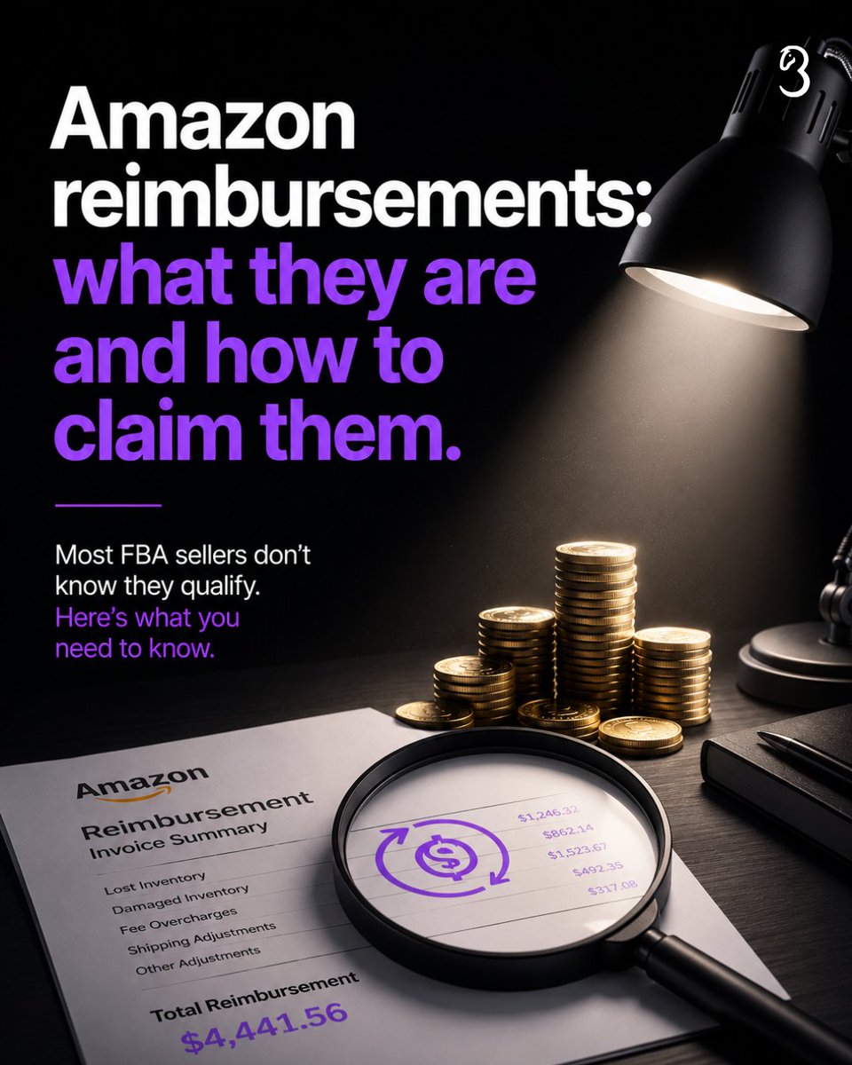 threecolts_com's tweet photo. Amazon can make errors.

Lost inventory, wrong fees, mishandled returns. Most sellers never claim what they're owed.

Here's what Amazon reimbursements are and how to recover yours → https://t.co/Kf1XzlKqnr

#AmazonFBA #Threecolts #Seller365 https://t.co/hN3EkhIk9E