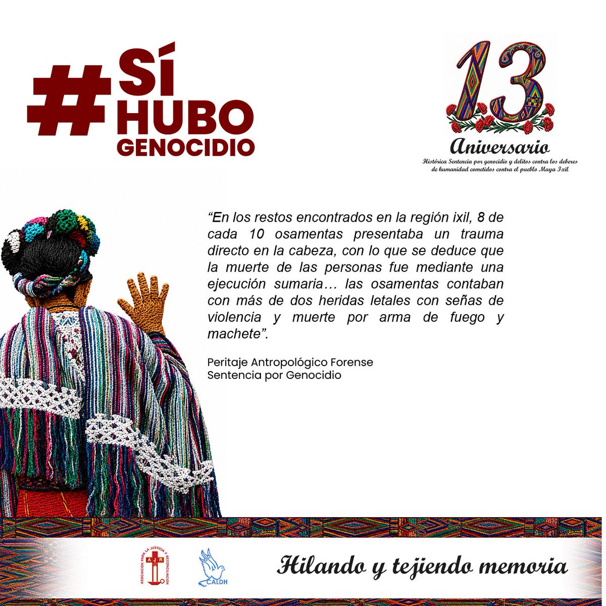 caldhgt's tweet photo. Peritajes científicos durante el histórico Juicio por Genocidio, mostraron evidencias que  relacionaron los hechos con muertes violentas de carácter masivo. Se demostró que las víctimas murieron en un estado de indefensión, y no en algún enfrentamiento armado.
#SíHuboGenocidio https://t.co/8dXjmCuw5C