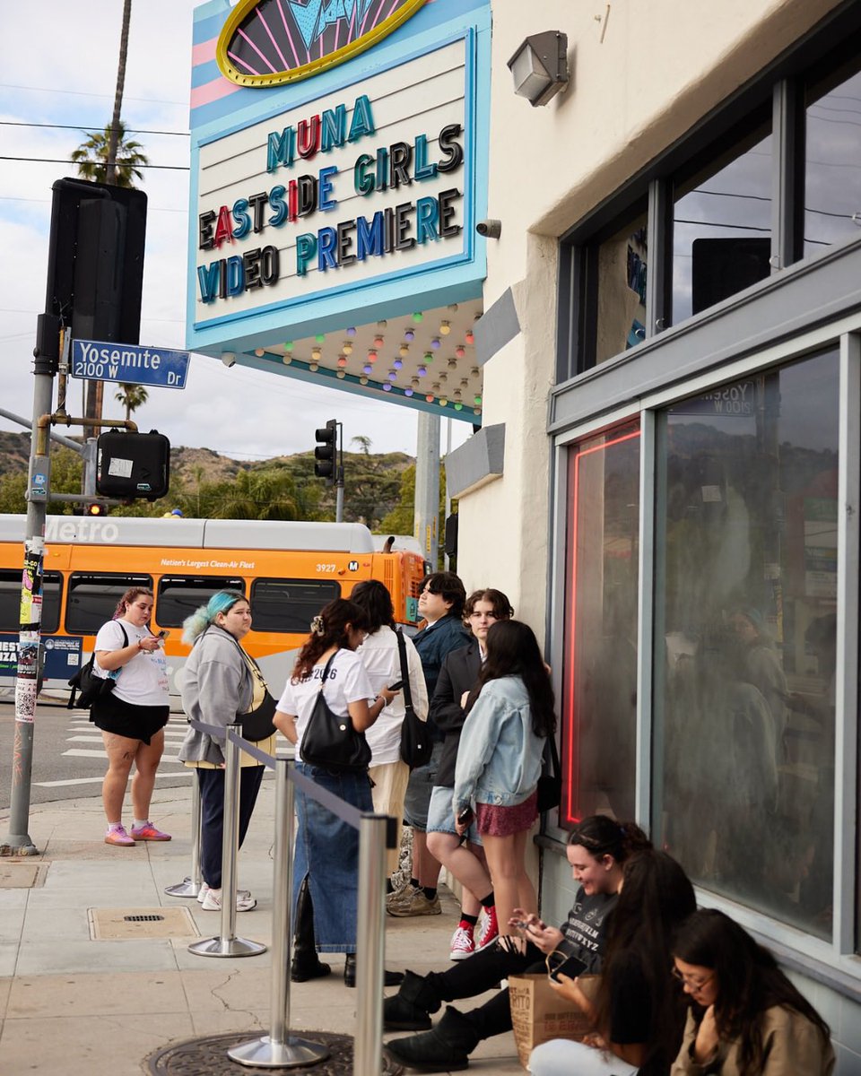 wheremunais's tweet photo. 📸 | MUNA via instagram

“ty everyone for joining us and @spotify at vidiots for the premiere of the eastside girls music video and a brief foray into the world of gay person music video night lol. video &amp; album both out friday.” https://t.co/IKXfjFWwUG
