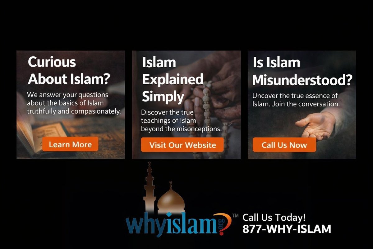 whyislam's tweet photo. Questions about Islam? We’re here to help.

At WhyIslam, we strive to provide honest, compassionate, and clear answers about Islam for anyone seeking understanding. Whether you’re curious about Muslim beliefs, the Qur’an, Jesus in Islam, or common misconceptions, our team is here for you.

🌐 Visit https://t.co/PPUAJdhYLM
📞 Call our FREE hotline: 877-WHY-ISLAM

#WhyIslam #Islam #Faith #LearnAboutIslam #AskAboutIslam #Quran #Muslims #Interfaith #IslamExplained #TruthSeeker