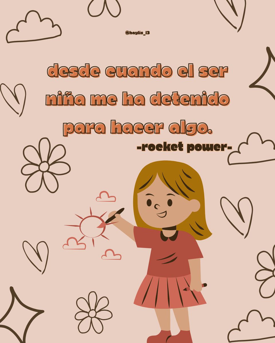 haylis_13's tweet photo. Frase de serie 📝 🎬
🎞 Serie: Rocket Power.✨
📌Desde cuando el ser niña me ha detenido para hacer algo.🌠
.
.
.
#phrase #frase #frasesdeseries #RocketPower #series
🍃💜 https://t.co/QTfrq44nPm