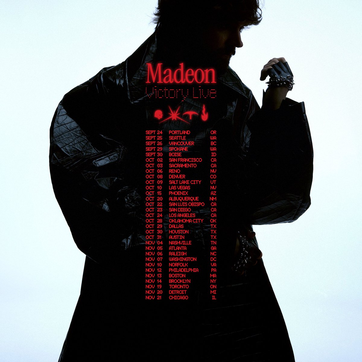 Victory Live TOUR.
Tickets on-sale May 15th. Sign up for presale now

madeon.live