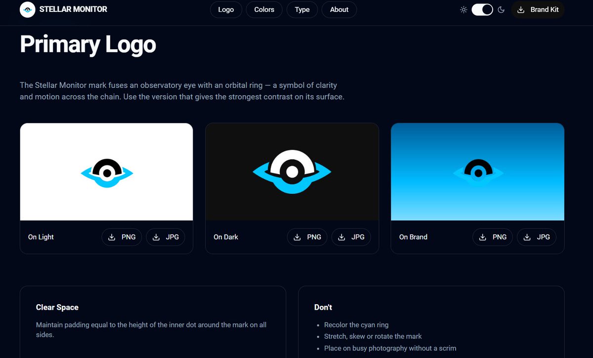 dele_graphics's tweet photo. A full web3 project branding for stellar monitor!
Should I deliver to the dev?

- I vibecoded the media kit into a website, life should be that easy😎😎 https://t.co/d3lioUpxbe