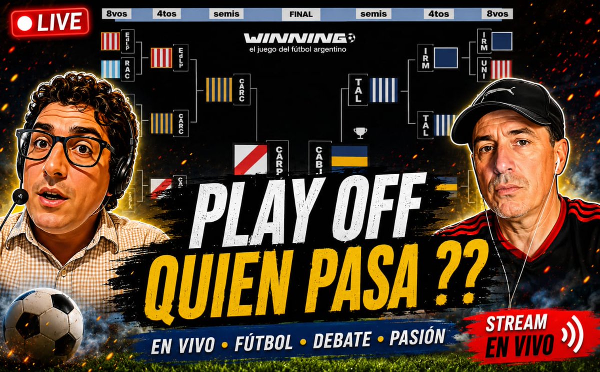 ⚽️Hoy stream 18.30hs Arg
Play offs Liga Argentina todo lo que necesitas saber.
Nos visita  <a href="/winning_arg/">Winning Argentina</a> y predecimos  en vivo la llave a 4tos para ganar free 💰 en la app.
Por  YouTube live y Twitch 
#fantasyfutbol #ligaargentina #playoffargentina