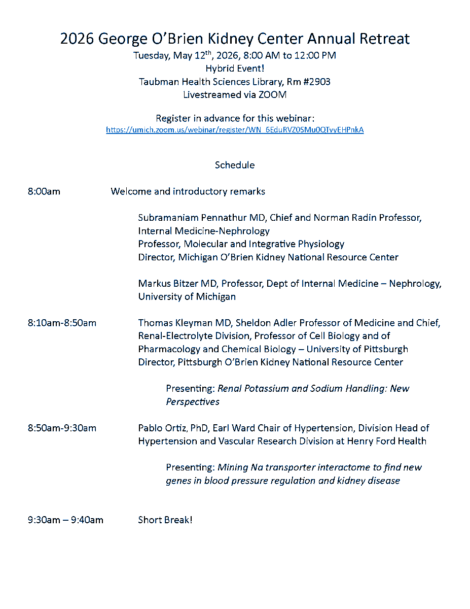 obrienkidney's tweet photo. Register now for the 2026 George O’Brien Kidney Center Annual Retreat at the University of Michigan!

When: Tuesday, May 12 from 8am-12pm ET
Where: Taubman Health Sciences Library, RM 2903

In-person and virtual options are available, with registration required for all attendees. https://t.co/fYBvnsoFHd