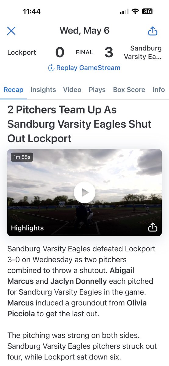 abigailmarc_12's tweet photo. Huge conference win last night as my teammates and I shutout Lockport for the 3-0 win! Came in to pitch in relief and was very efficient. Faced 10 batters over three innings, only giving up 1 hit. Also, drove in a run on a fly ball to left field. ๐ฆ
๐๐
#flyEagles #YearONE #Freshman #LHP
@SandburgSftball @Bandits14UChow @MaxPreps @LineDsoftball @tagupSoftball @mikeclarkpreps @SBRRetweets @D1Softball @ondecksoftball @d1fastpitch1 @MidwestPremierS @Softball_Alley @gatorjack72 @los_stuff @LegacyLegendsS1 @PGFnetwork @PrepSoftball @ShowtimeSports1