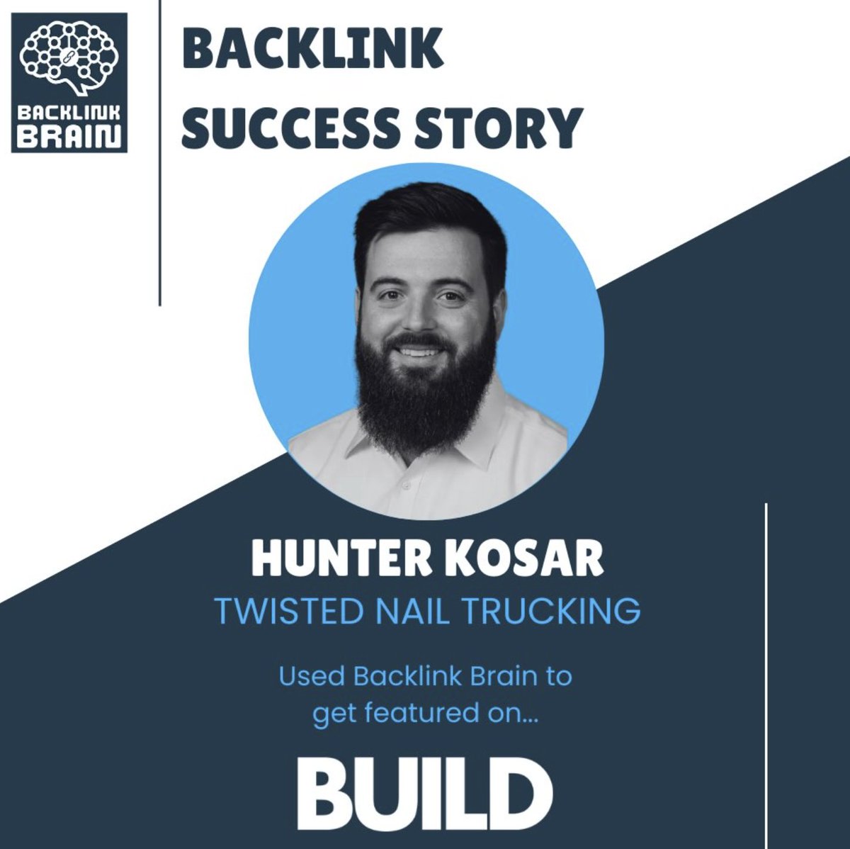 BacklinkBrain's tweet photo. Backlink Brain user Hunter Kosar was featured in BUILD. Download Backlink Brain in the App Store or Google Play Store today!

#backlinks #backlinkbuilding #seo https://t.co/jRgLq2Bz5V