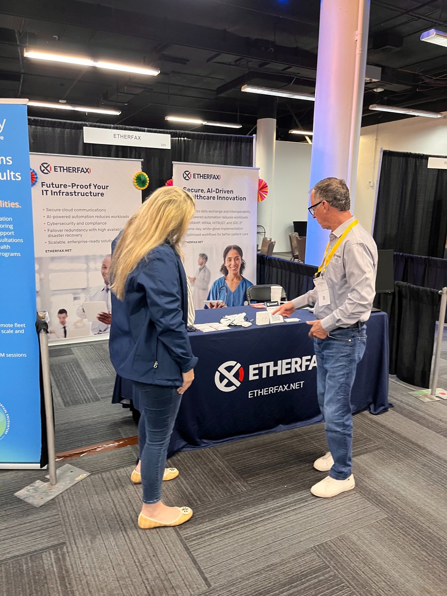 ETHERFAX's tweet photo. It was great to connect with healthcare leaders at the @TexasHIMSS Conference. Ted Thompson demonstrated how our solutions improve interoperability and drive digital transformation across the care continuum. Discover how: https://t.co/aPvHaXWZCh https://t.co/N7JXCRHPj7